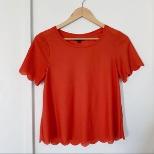 Topshop scallop hem red orange tee